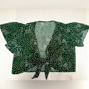 SHEIN polka dot Tie Front Crop Top